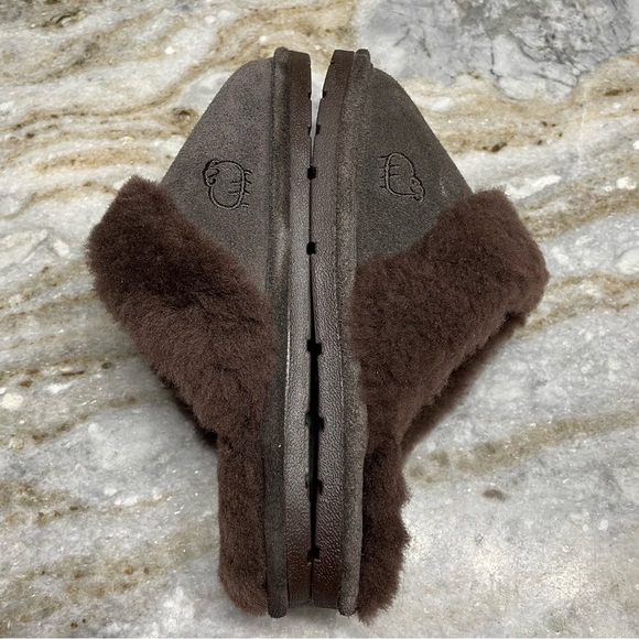 Women’s Brown Suede Leather sheepskin lining slippers Large - Picture 4 of 9